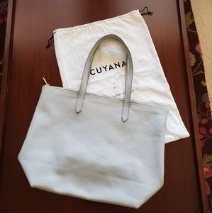 Cuyana Classic Leather Zipper tote, Pearl Grey